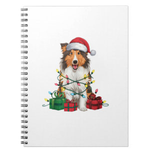 Carnet Noël Éclairage Santa Hat Rough Collie Chien Noël