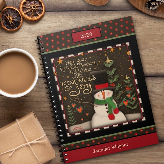 Carnet Noël Festif mignon Snowman Nom Fête
