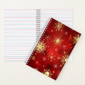 Carnet Noël Golden Snowflakes sur Arrière - plan rouge (À l'intérieur)