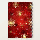 Carnet Noël Golden Snowflakes sur Arrière - plan rouge (Verso)