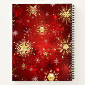 Carnet Noël Golden Snowflakes sur Arrière - plan rouge (Dos)