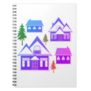 Carnet Noël hiver photo rose violet violet maisons pourpr