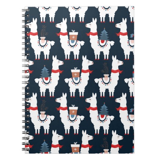 Carnet Noël lamas sans couture motif (Devant)