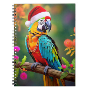 Carnet Noël Macaw Porté Un Chapeau De Père Noël-56485
