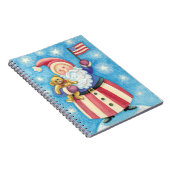 Carnet Noël mignon, Père Noël patriotique avec drapeau (Côté Droit)