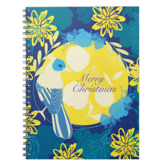 Carnet noël, noël, oiseau, fleurs, nature