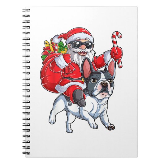 Carnet Noël Père Noël équitation Français Chien-taureaux  (Devant)