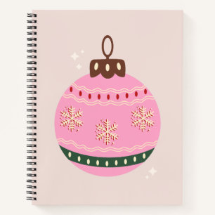 Carnet Noël Rétro Vacances rose Bauble