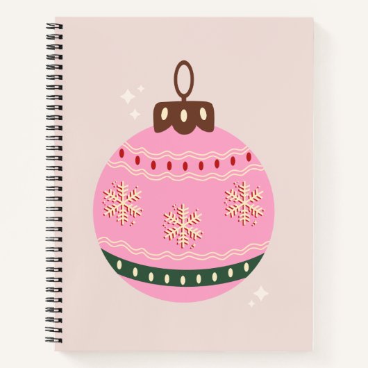 Carnet Noël Rétro Vacances rose Bauble (Devant)