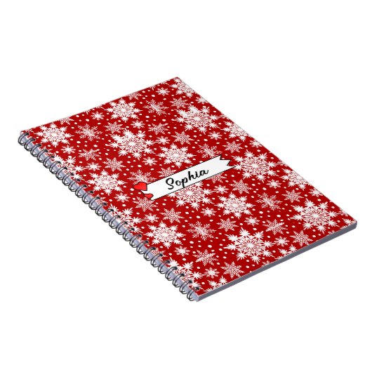 Carnet Noël Rouge et blanc Flocon de neige Motif sans cou (Côté Droit)