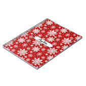 Carnet Noël Rouge et blanc Flocon de neige Motif sans cou (Côté gauche)