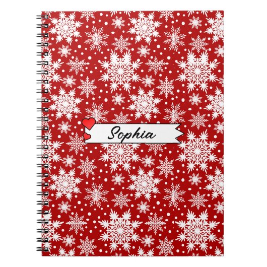 Carnet Noël Rouge et blanc Flocon de neige Motif sans cou (Devant)