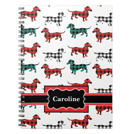 Carnet Noël Rouge Flannel Dachshunds Chiens mignons (Devant)
