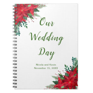 Carnet Noël Rouge Poinsettia Fleurs Wedding planner