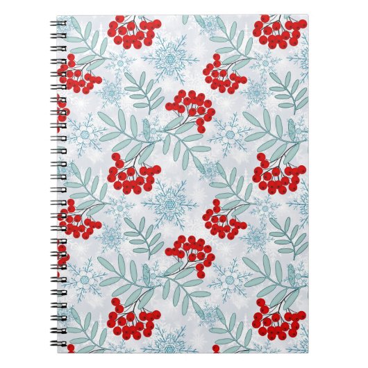 Carnet Noël, Rowan, rouge, blanc, flocons de neige (Devant)