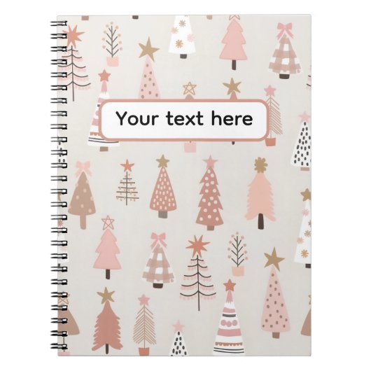 Carnet Noël Scandinave Sapins Roses (Devant)