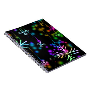 Carnet Noël tomber diverses couleurs néon flacons de neig