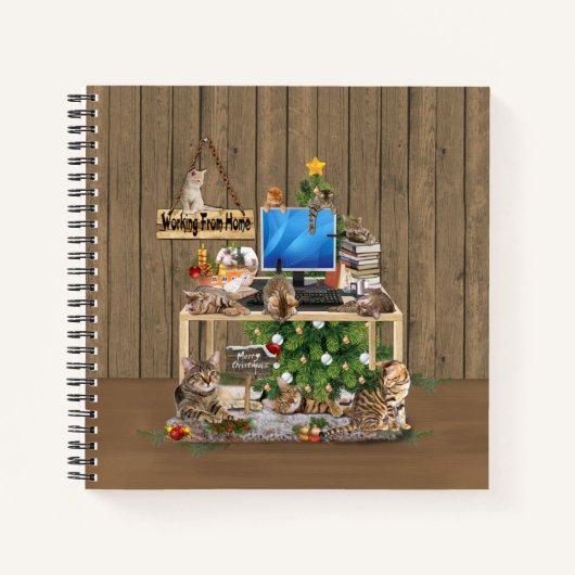 Carnet Noël - Travailler à la maison avec mes chats (Devant)