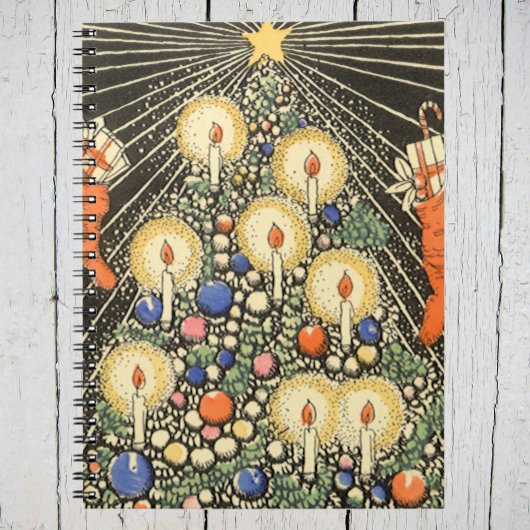 Carnet Noël vintage, arbre aux bougies et étoile