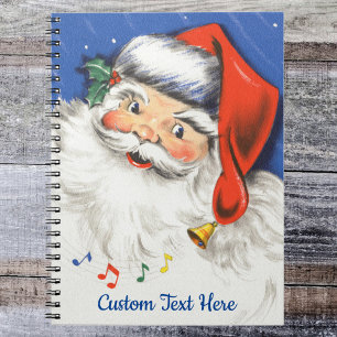 Carnet Noël vintage, joyeux Père Noël avec de la musique