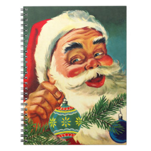 Carnet Noël vintage, joyeux Père Noël rétro des années 50