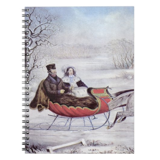 Carnet Noël Vintage, La Route Hiver, Cheval Sleigh (Devant)