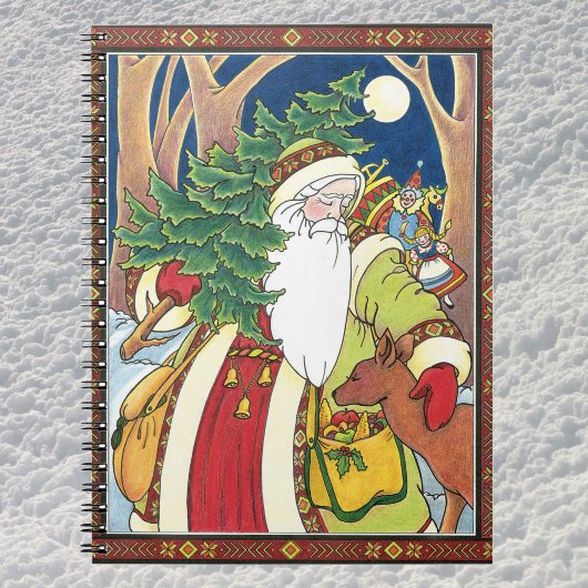 Carnet Noël vintage, Père Noël en Forêt