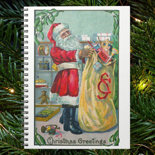 Carnet Noël vintage, Père Noël victorien avec des jouets