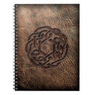 Carnet Noeud celtique rond sur le cuir