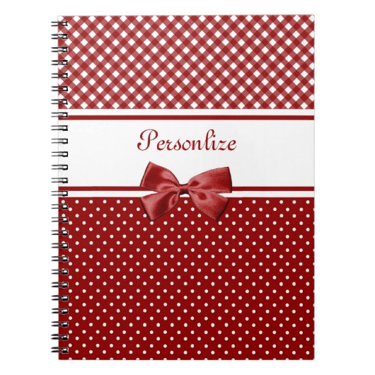 Carnet Nœud en Gingham Rouge Nom (Devant)