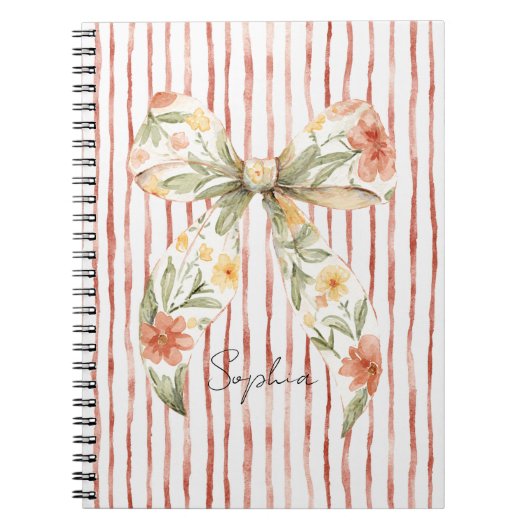 Carnet Nœud floral à rayures rouges (Devant)