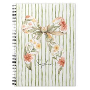 Carnet Nœud floral à rayures vertes