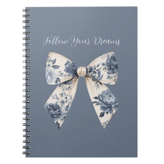 Carnet Nœud floral crème bleu (Devant)