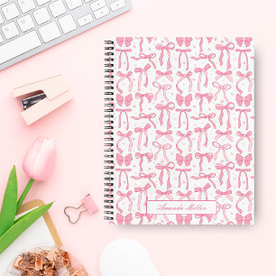 Carnet Nœud Papillon Mignon Rose Personnalisé avec Nom