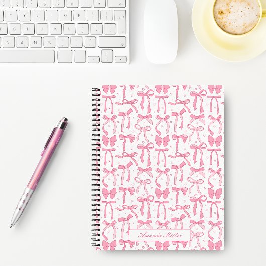 Carnet Nœud Papillon Mignon Rose Personnalisé avec Nom