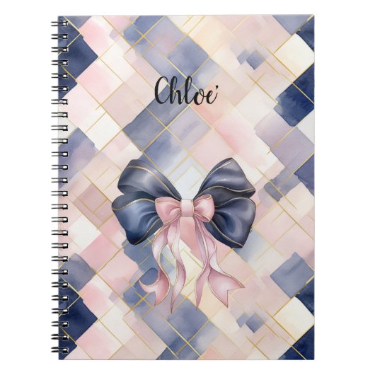 Carnet Nœud Rose Bleu Français Chic (Devant)