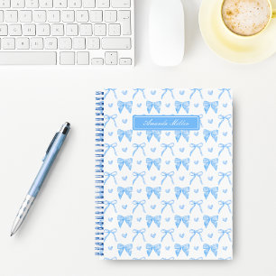 Carnet Nœuds Coquettes Bleus Mignons Cœurs Nom Personnali