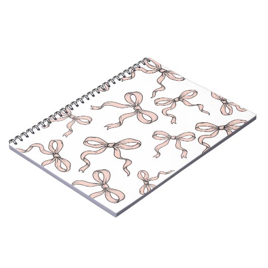 Carnet Nœuds de ruban rose tendance mignons contourné en  (Côté gauche)