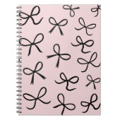 Carnet Nœuds Noirs Mignons et Tendance Rose (Devant)