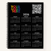 Carnet Noir 2026 Calendrier Business Logo Code QR (Devant)