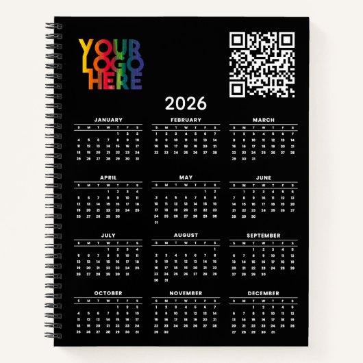 Carnet Noir 2026 Calendrier Business Logo Code QR (Devant)