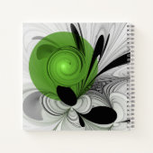 Carnet Noir Abstrait et blanc avec art fractal vert (Dos)