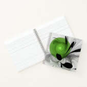 Carnet Noir Abstrait et blanc avec art fractal vert (Intérieur)