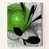 Carnet Noir Abstrait et blanc avec art fractal vert (Dos)