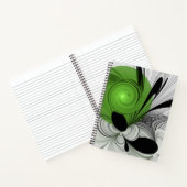 Carnet Noir Abstrait et blanc avec art fractal vert (Intérieur)