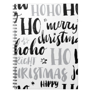 Carnet Noir & Argent Mot de Noël Texte Art mignon Aesthe