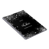 Carnet Noir argent parties scintillant monogramme initial (Côté Droit)