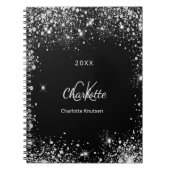 Carnet Noir argent parties scintillant monogramme initial (Devant)