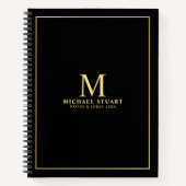 Carnet Noir avec l'or Personnalisé Monogramme et nom (Devant)
