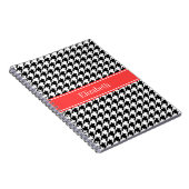 Carnet Noir Blanc Cannelé Corail Rouge Monogramme Nom (Côté Droit)